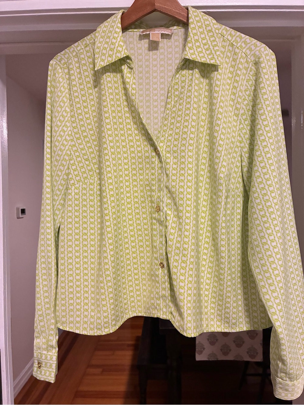 MICHAEL Michael Kors Lime Print Button-Front Blouse